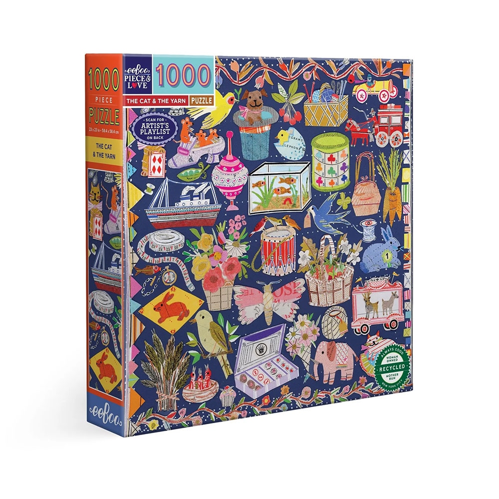 Eeboo, Puzzle, Gifts, 1000 piece, Jigsaw, The Cat and the Yarn, 930777